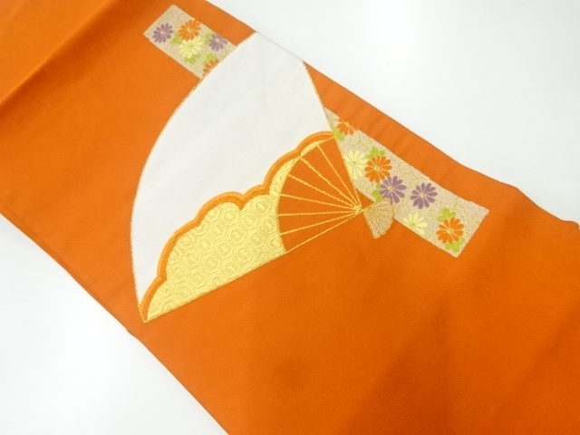 扇に菊模様刺繍名古屋帯